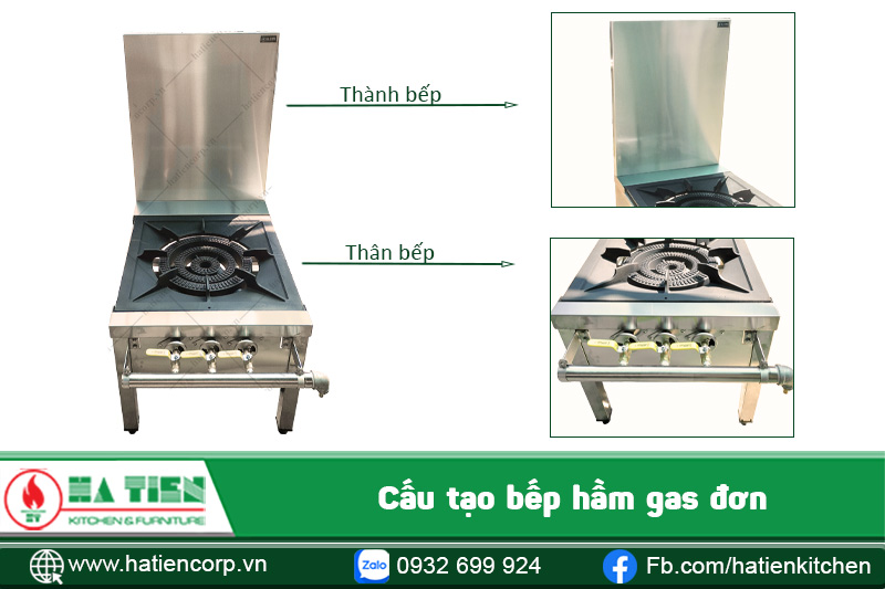 Cấu tạo bếp hầm gas 1 họng