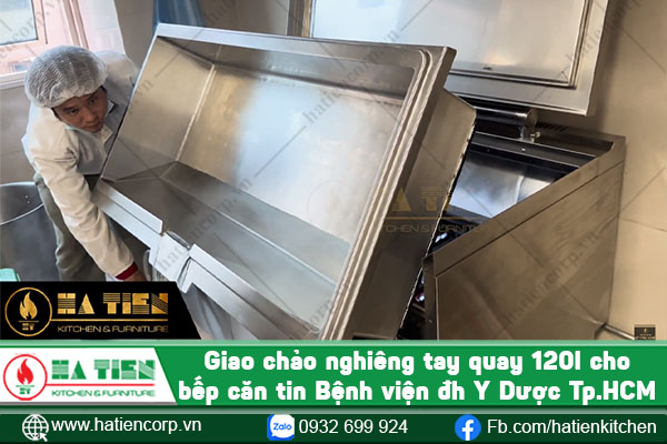 Ứng dụng chảo chiên tay quay 120 lít