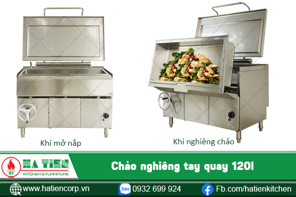 chảo chiên tay quay 120 lít dễ sử dụng