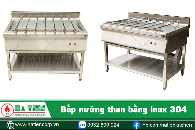 bếp nướng than có trục xoay bằng inox 304