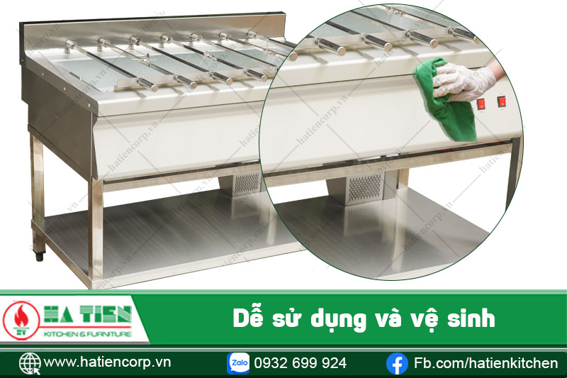 bếp nướng inox có trục xoay dễ vệ sinh