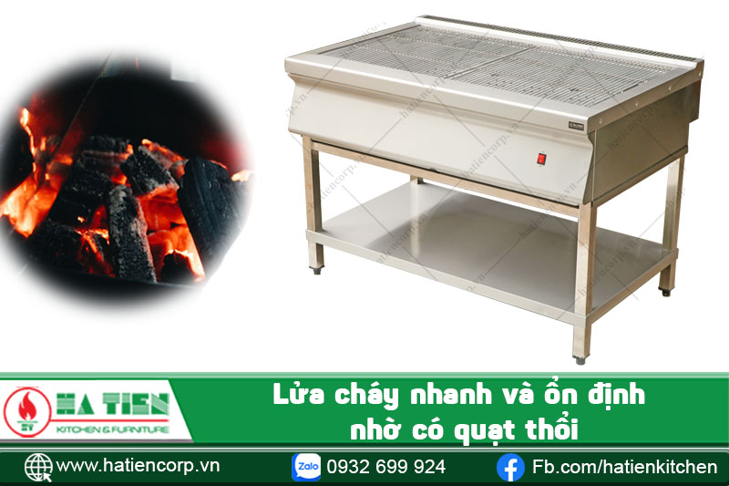 Bếp nướng than có quạt thổi nên lửa cháy nhanh