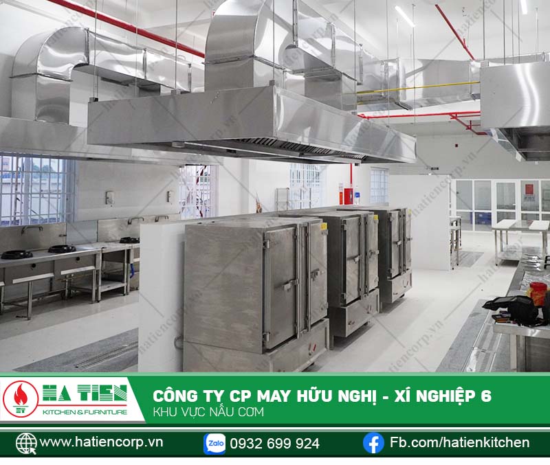 Bếp công ty May Hữu Nghị sử dụng các tủ nấu cơm công nghiệp loại 100kg