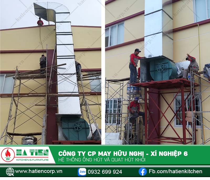 Khói được đẩy ra ngoài nhờ hệ thống quạt và ống hút khói