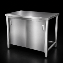 Bàn inox cửa lùa, không thành, không kệ dưới dài 1m2