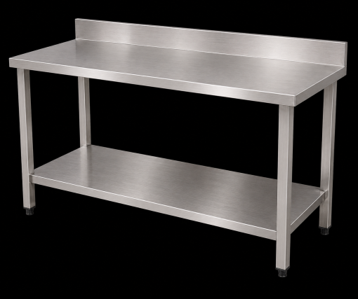 Bàn inox 2 tầng có thành