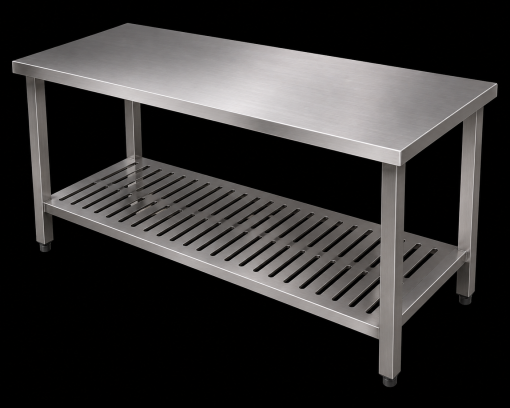Bàn 2 tầng inox kệ đục lỗ