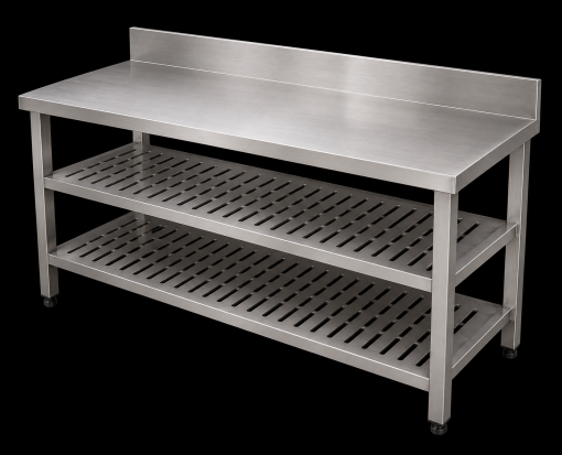Bàn 3 tầng inox kệ đục lỗ
