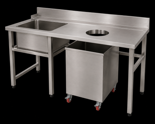 Bàn inox để chén dơ