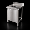 Bàn inox có lỗ xả rác và cửa mở