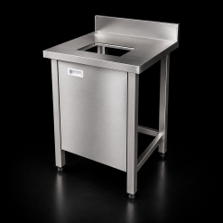 Bàn inox có lỗ xả rác và cửa mở