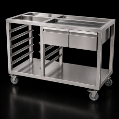 Bàn bếp inox mặt đá làm bánh