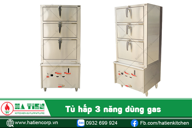Tủ hấp 3 ngăn dùng gas 