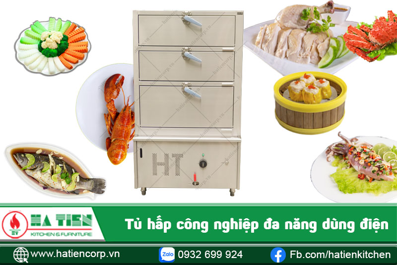 tủ hấp hải sản 3 ngăn dùng điện