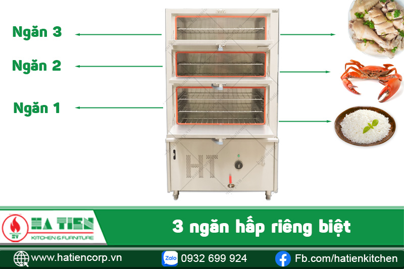 3 ngăn hấp riêng biệt