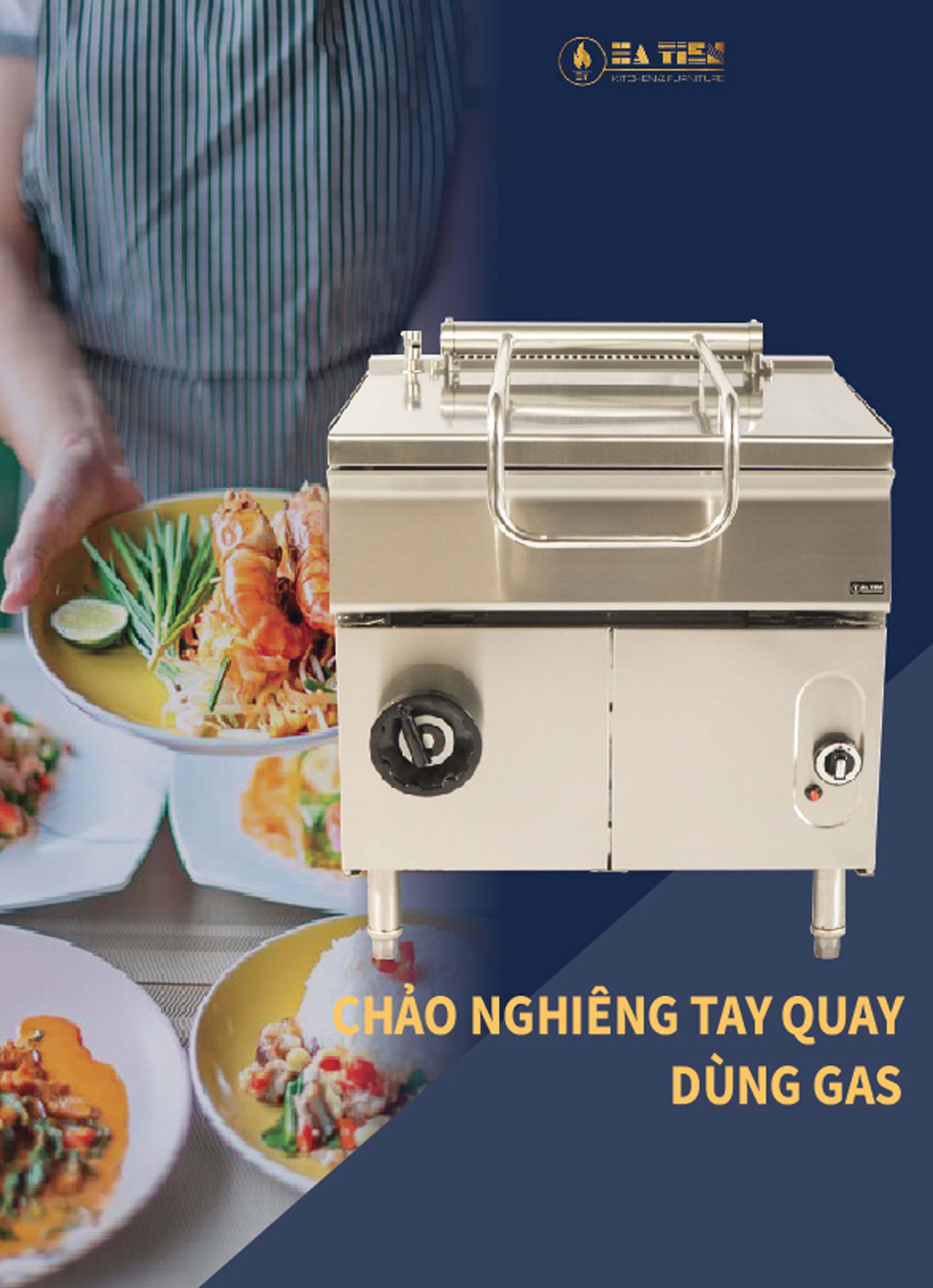 chảo nghiêng tay quay gas