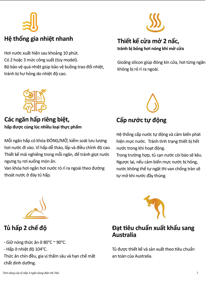 Tính năng tủ hấp điện 3 tầng