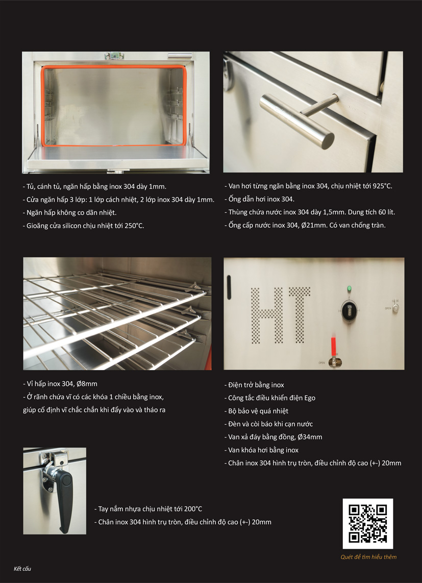 tủ hấp hải sản 3 tầng bằng điện