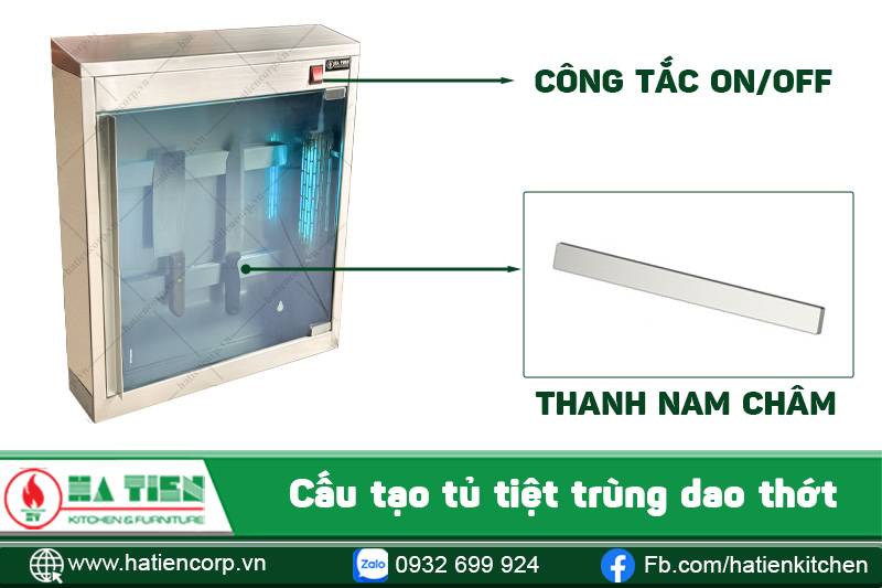 Tủ có thanh nam châm hút dao