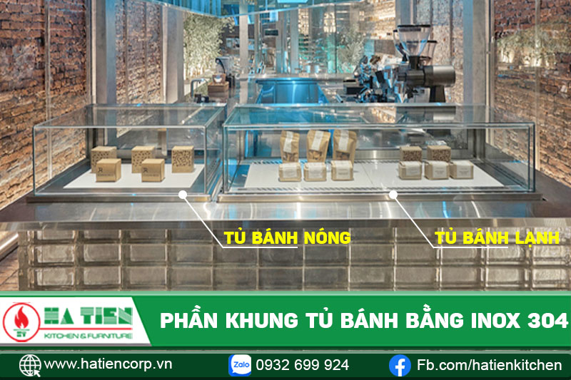 khung tủ trưng bày bánh bằng inox 304