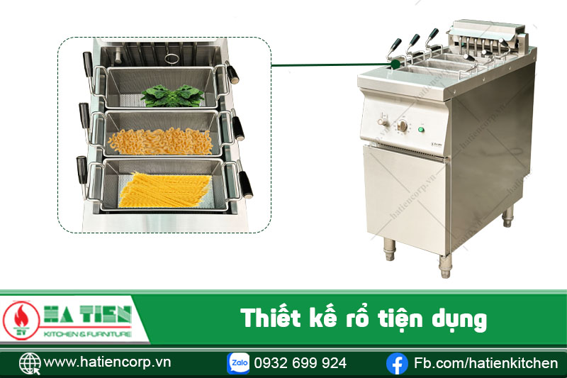 Bếp trụng mì pasta rổ vuông