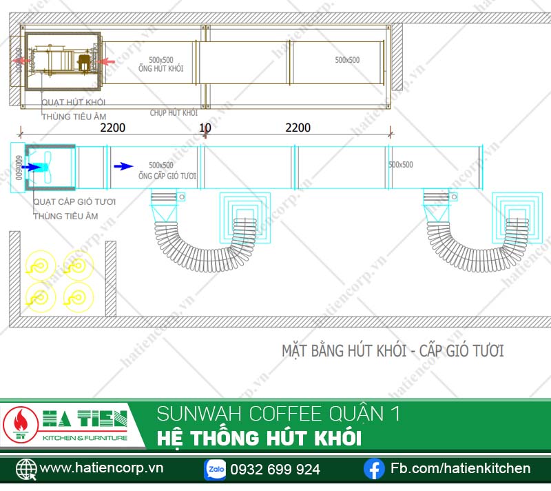 Sơ đồ bố trí thiết bị hút khói