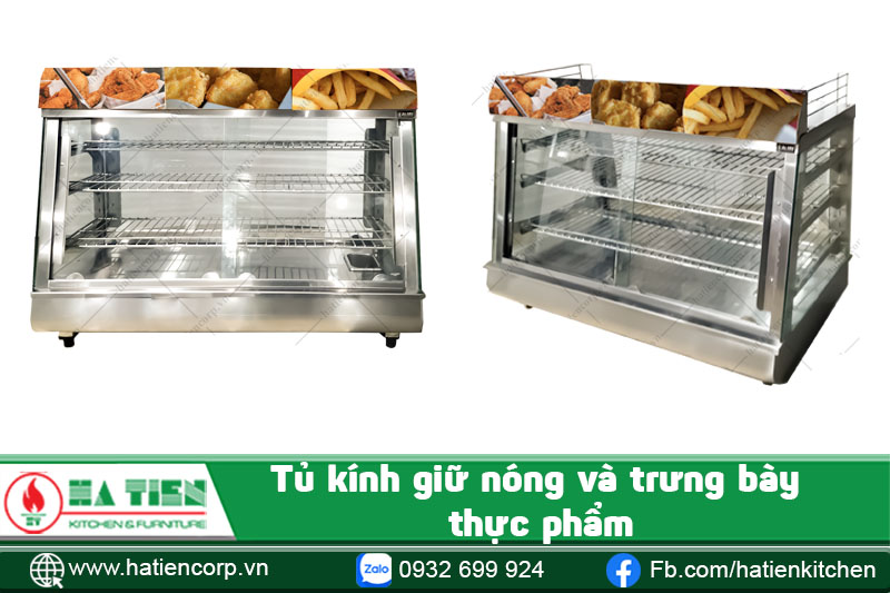 tủ kính giữ nóng trưng bày thực phảm