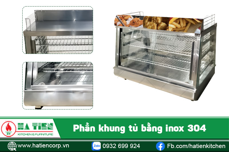 Phần khung tủ là bằng inox 304
