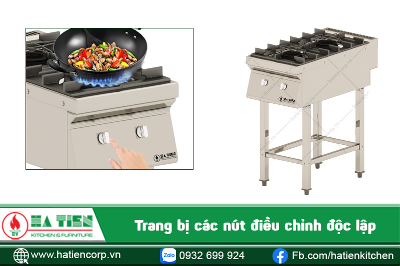 mỗi họng đốt có 1 nút điều chỉnh công suất riêng