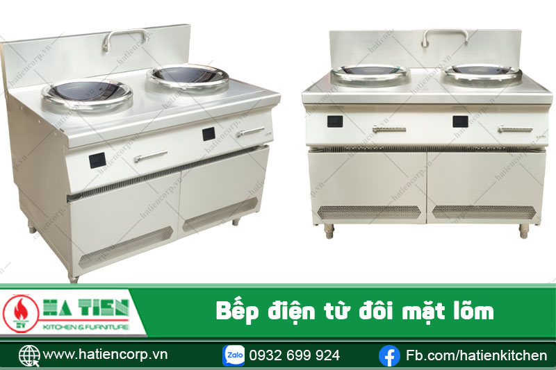 Bếp từ công nghiệp đôi làm bằng chất liệu inox