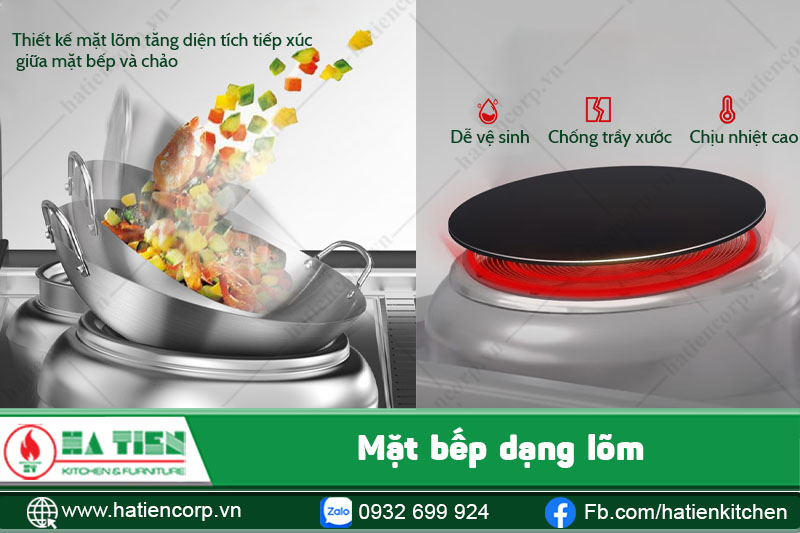 Mặt bếp thiết kế dạng lõm