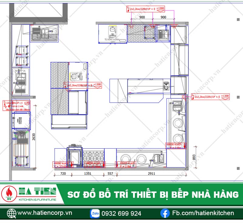 Bản vẽ khu bếp được thiết kế kỹ lưỡng