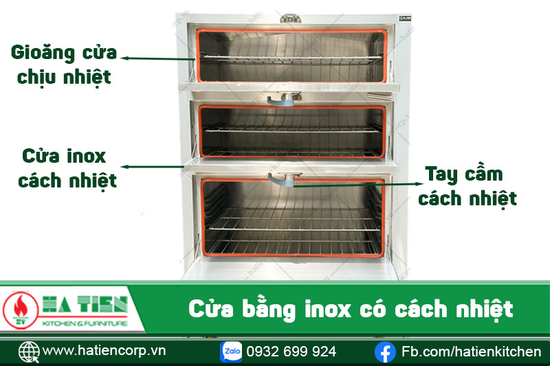 Cấu tạo tủ hấp công nghiệp 3 tầng dùng gas