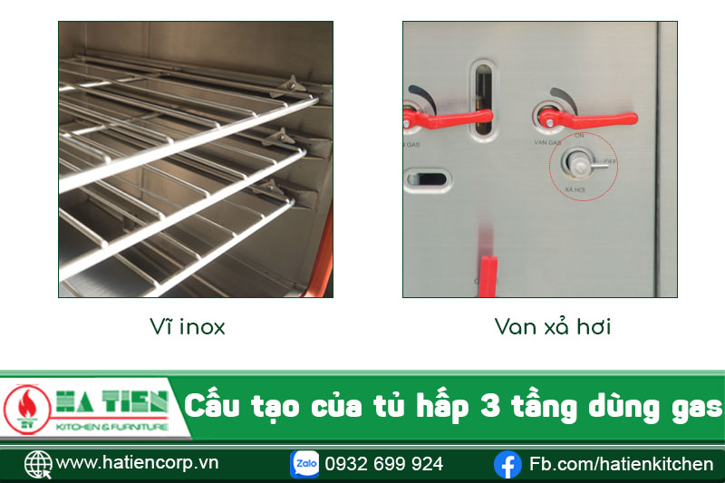 Cấu tạo tủ hấp 3 ngăn