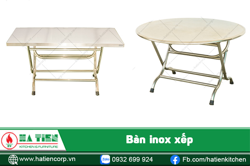 bàn inox xếp 
