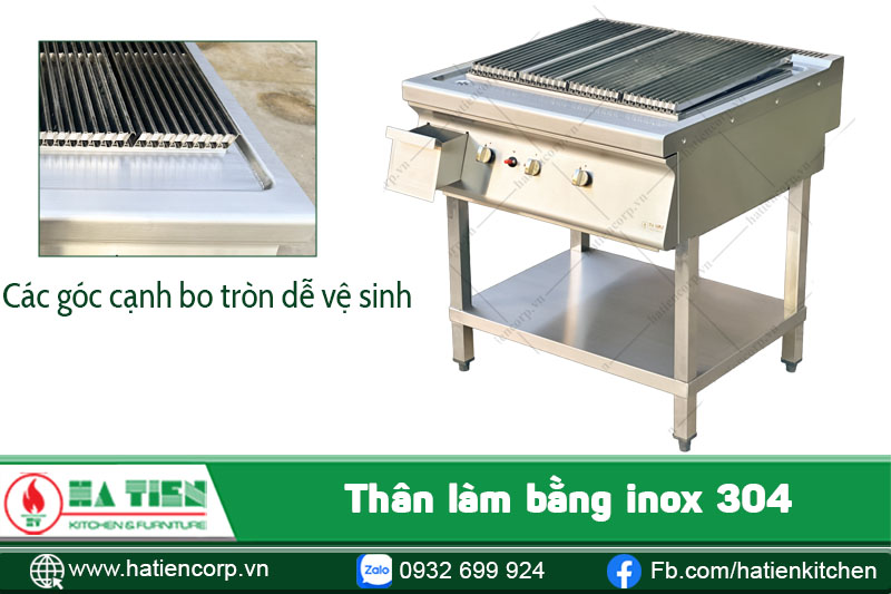 Thân bếp nướng gas công nghiệp làm bằng inox 304