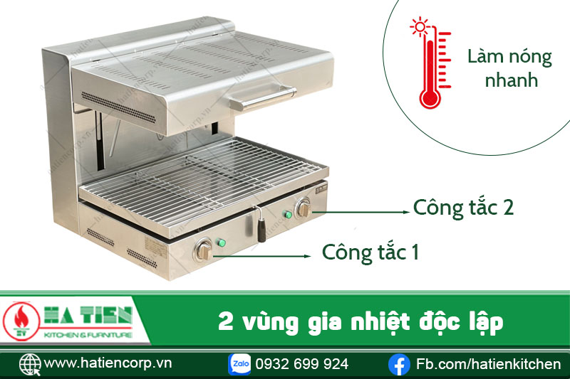 2 vùng gia nhiệt riêng biệt