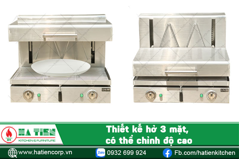 Lò nường salamander điện có thiết kế hở 3 mặt