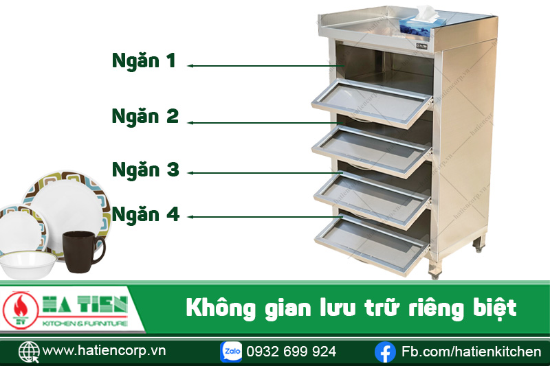 Các ngăn đựng đồ riêng biệt