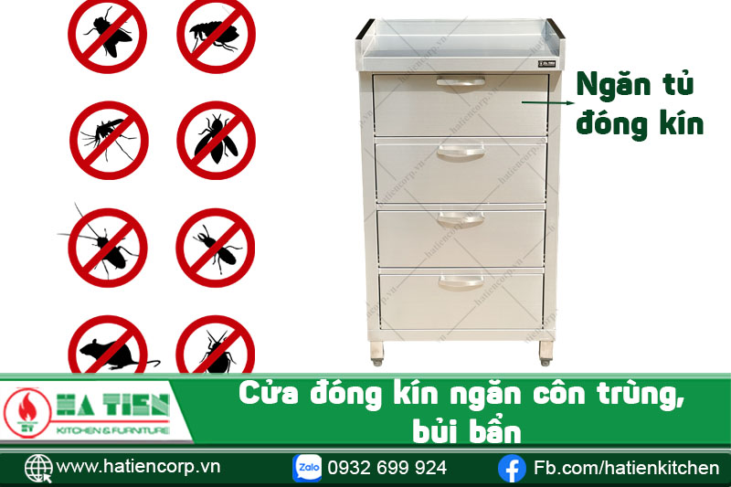 Tủ bát inox trang bị cửa đóng bằng nam châm