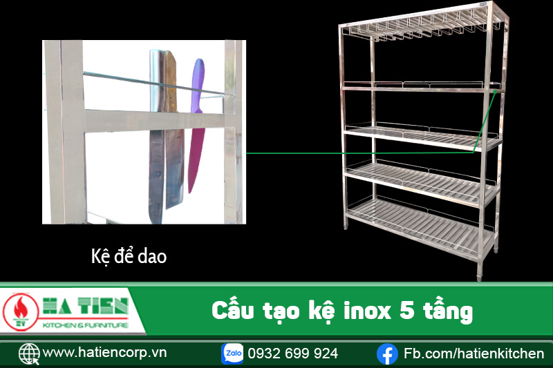 Cấu tạo kệ inox để dao