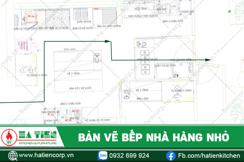 thiết kế bếp nhà hàng nhỏ
