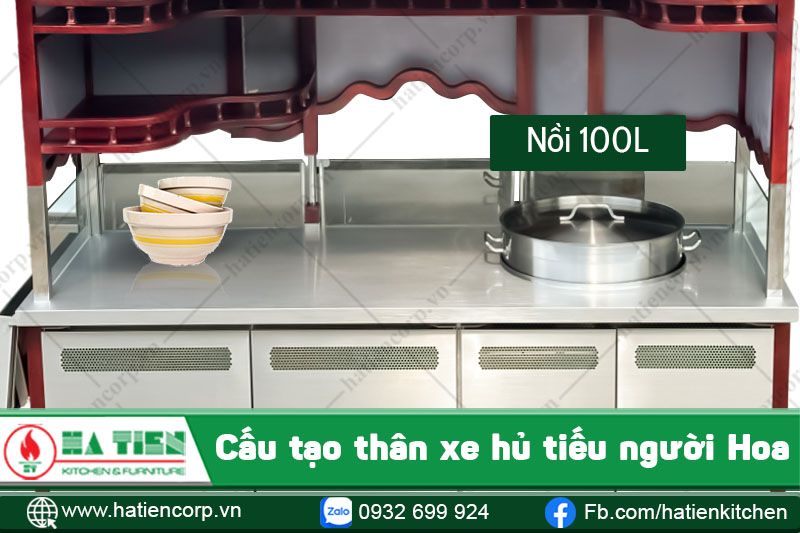 Xe trang bị 1 nồi nước lèo 100L
