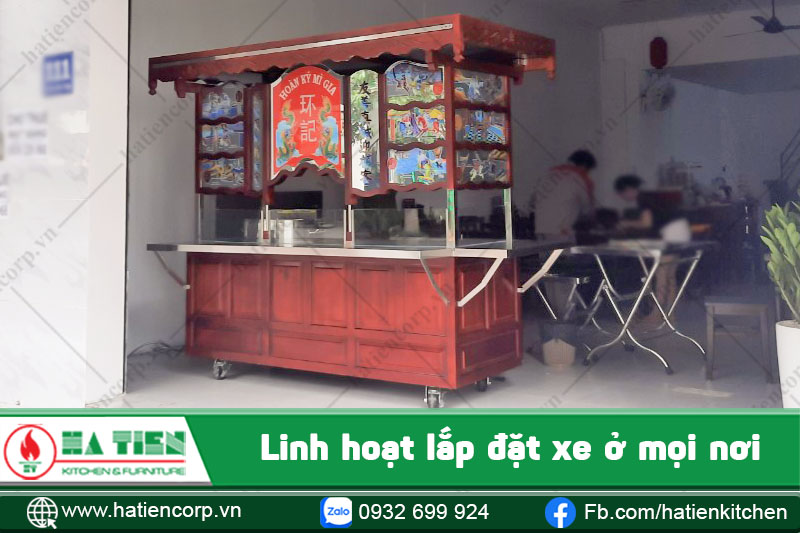 xe bán hủ tiếu có thể di chuyển linh hoạt