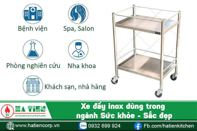 Xe đẩy 2 tầng inox