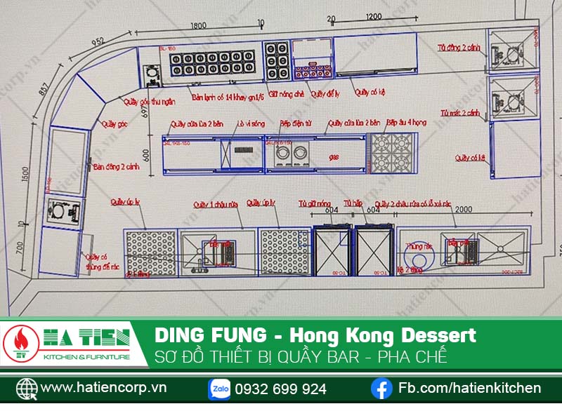 Quầy bar thiết kế hợp lý, giúp tối ưu không gian