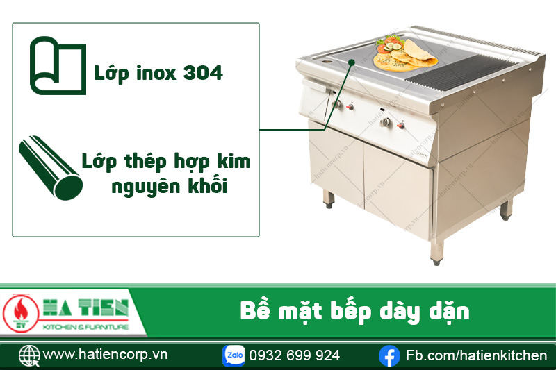 Bề mặt bếp dày dặn, giữ nóng tốt