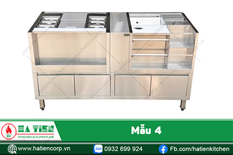 Mẫu số 4: Kết hợp thêm bàn thao tác ở giữa
