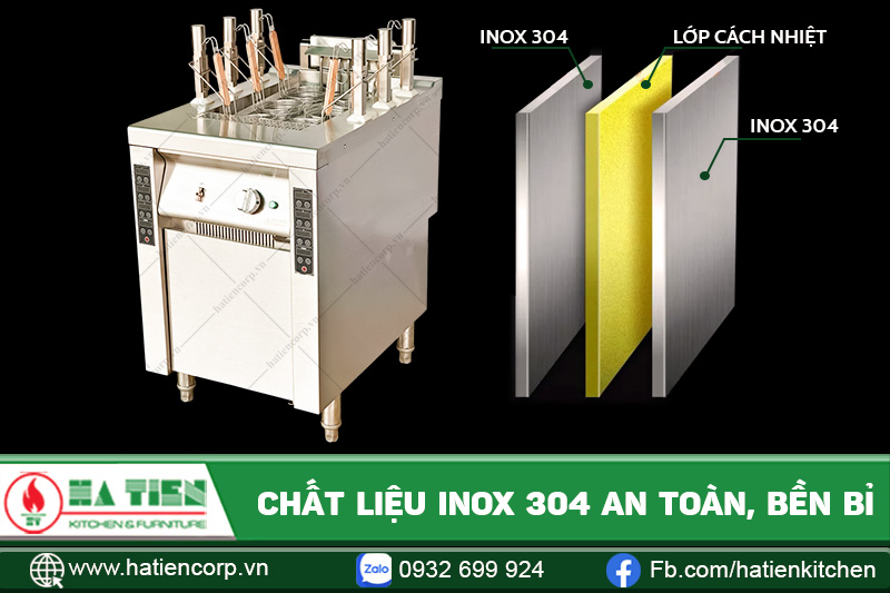 Bếp trụng mì có cấu tạo 3 lớp