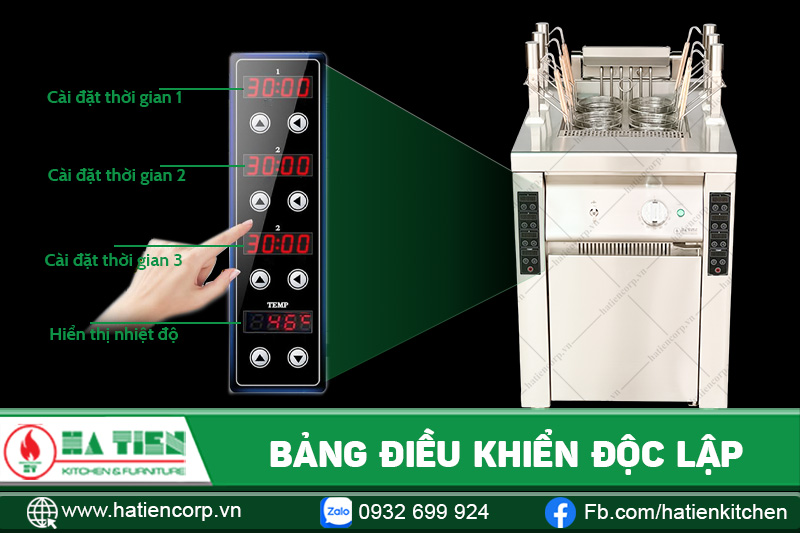 Từng rổ trụng mì sẽ được cài đặt thời gian riêng